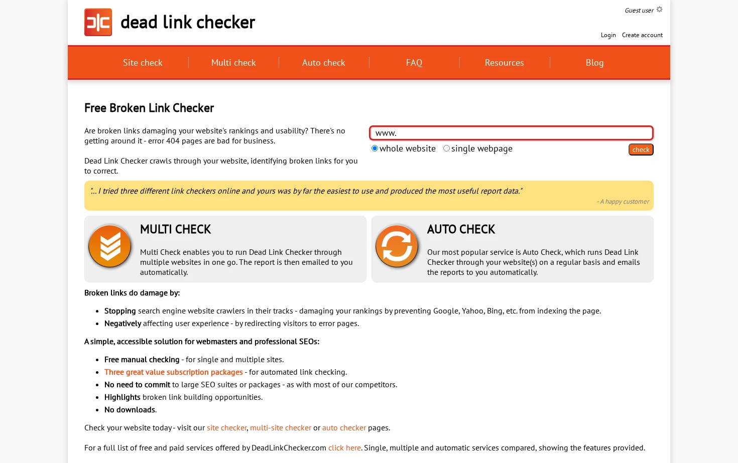 Dead Link Checker 页面快照